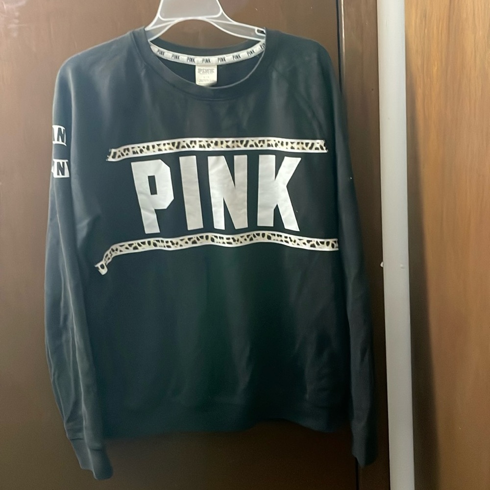 PINK Logo Leopard Crewneck
